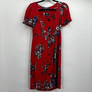 Maeve Anthropologie‎ Dress Womens 2 Floral Button Front Midi Romantic